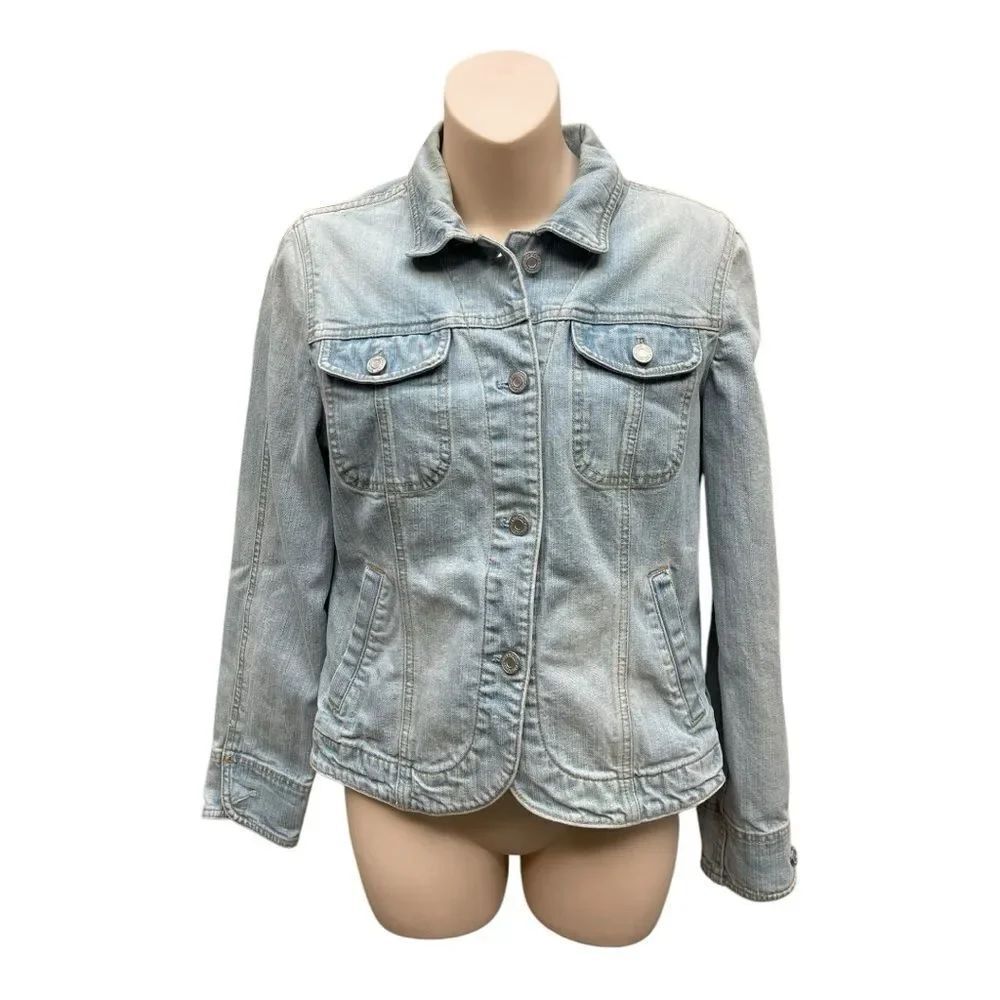 Y2K Gap Light Blue Jean Jacket Size S Stretch Vintage Classic
